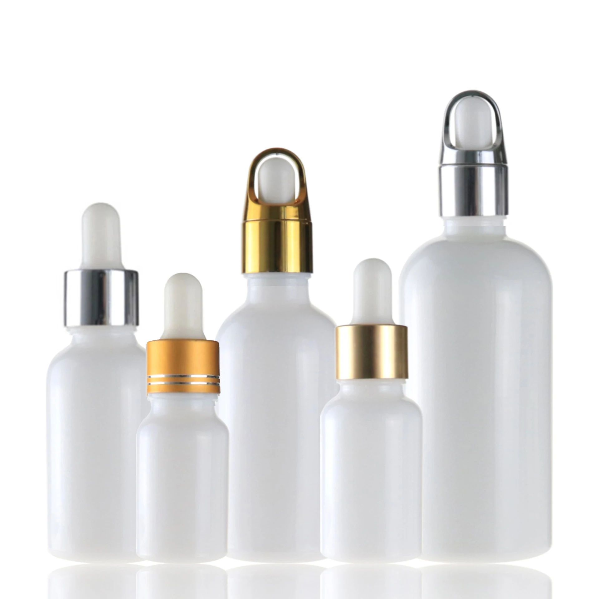 2022 Latest Luxury High End White 30Ml 15Ml Essential Hair Oil Beard Oil Hair Skin Care Bottle With Golden Dropper Packaging