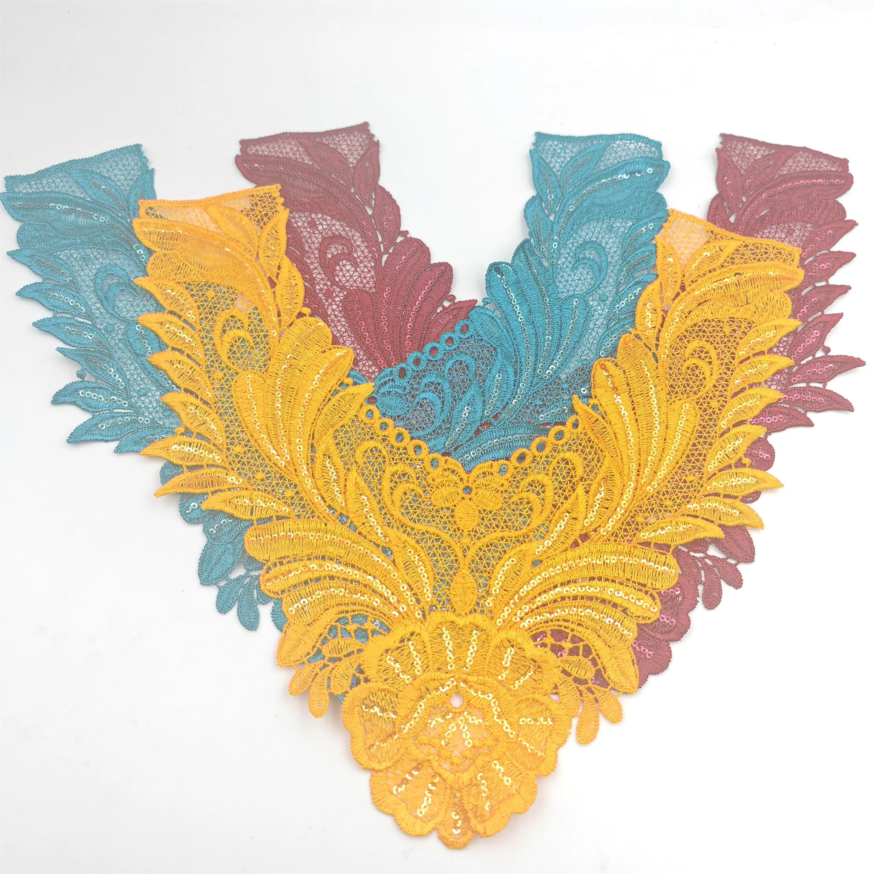 High quality Neckline Lace african fabrics embroidery Chemical lace trim Collar for decor clothes wed