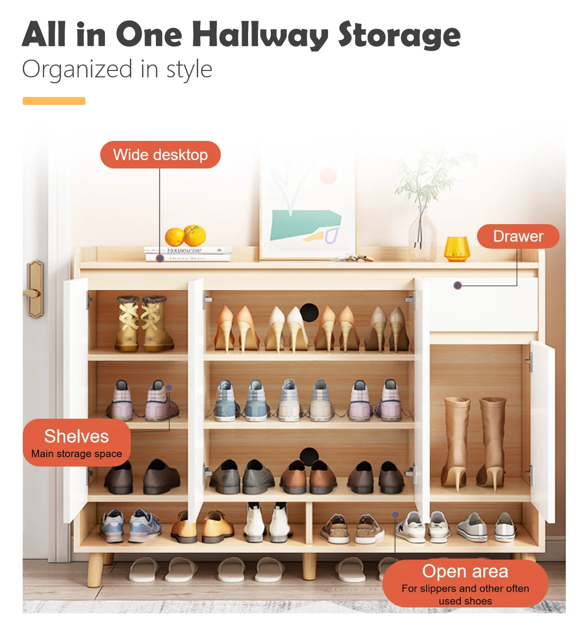 Household simple large capacity storage cabinet simple modern shoe cabinet