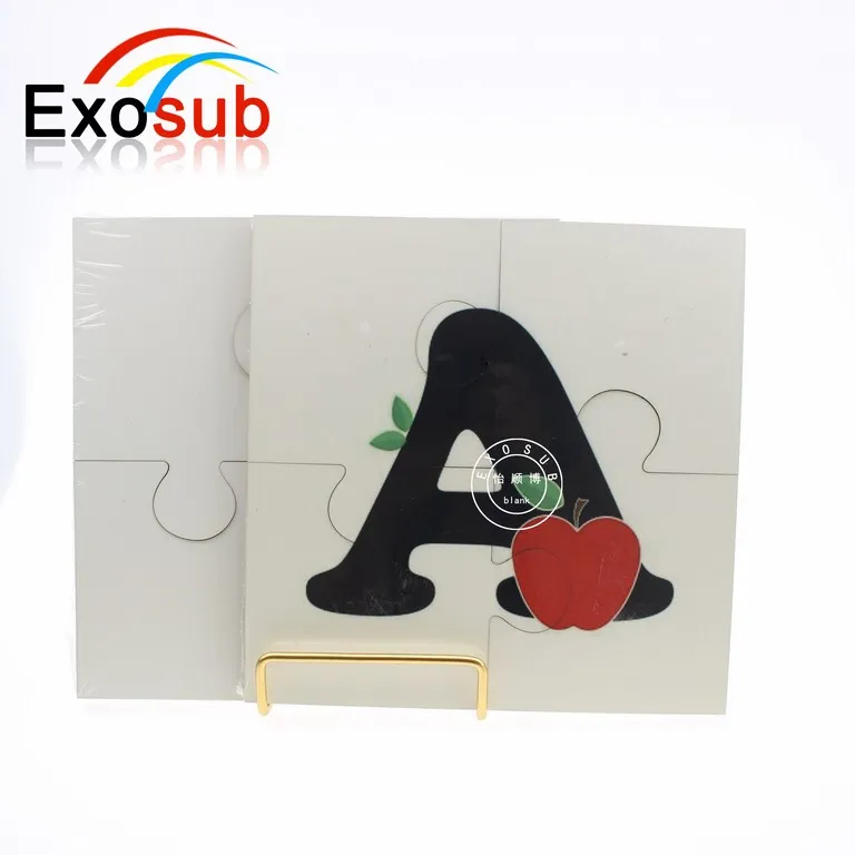 4 pieces laser die cut wood blank jigsaw puzzle for kids