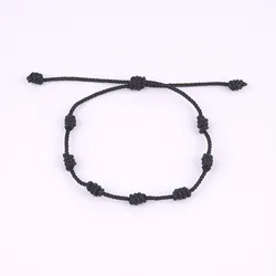 Simple Design Handmade Woven Red Rope Knot Bracelet Adjustable Lucky Black 7 String for