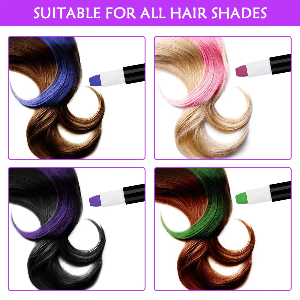 Custom Classic temporary disposable washable festival costume play 10 color hair chalk set for girls gift