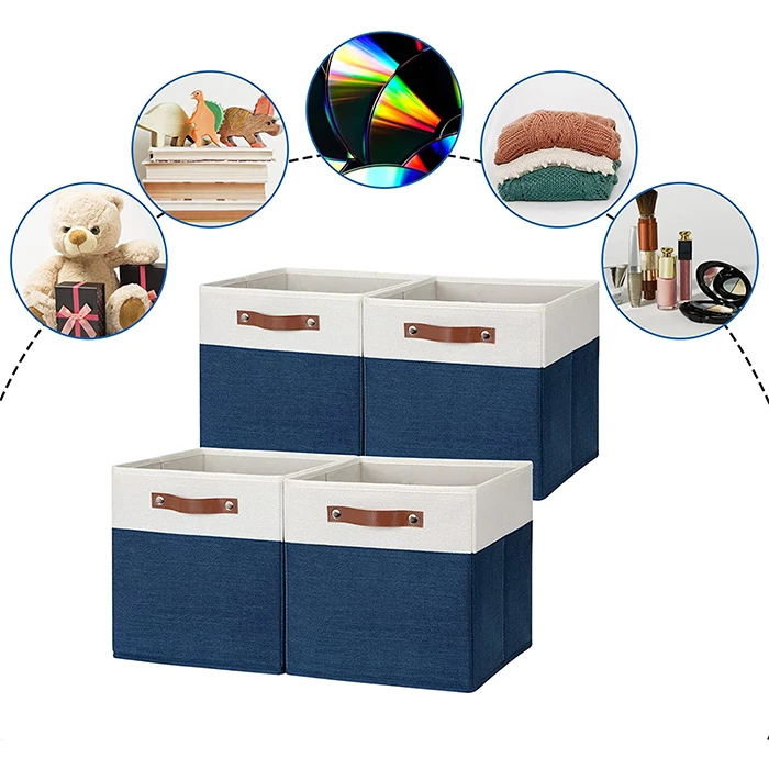 Customized 4 Pack 12 Inch Collapsible Organization Household Items Cube Bins Closet Box Storage For Home
