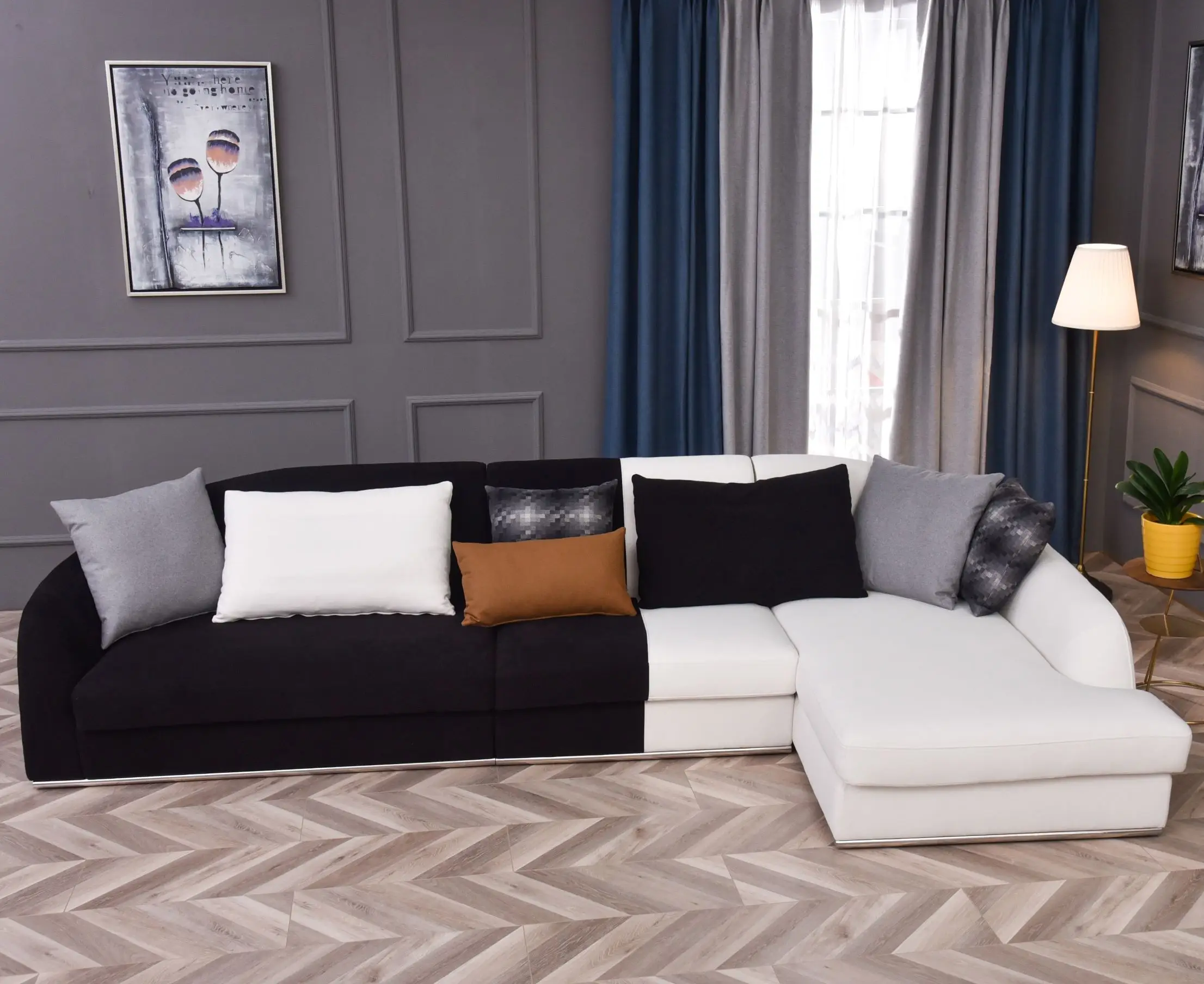 Натуральная балк & Белый Большой Диван 7 местный секционный диван для гостиной мебель для дома комбинации дуги диван угловой диваны