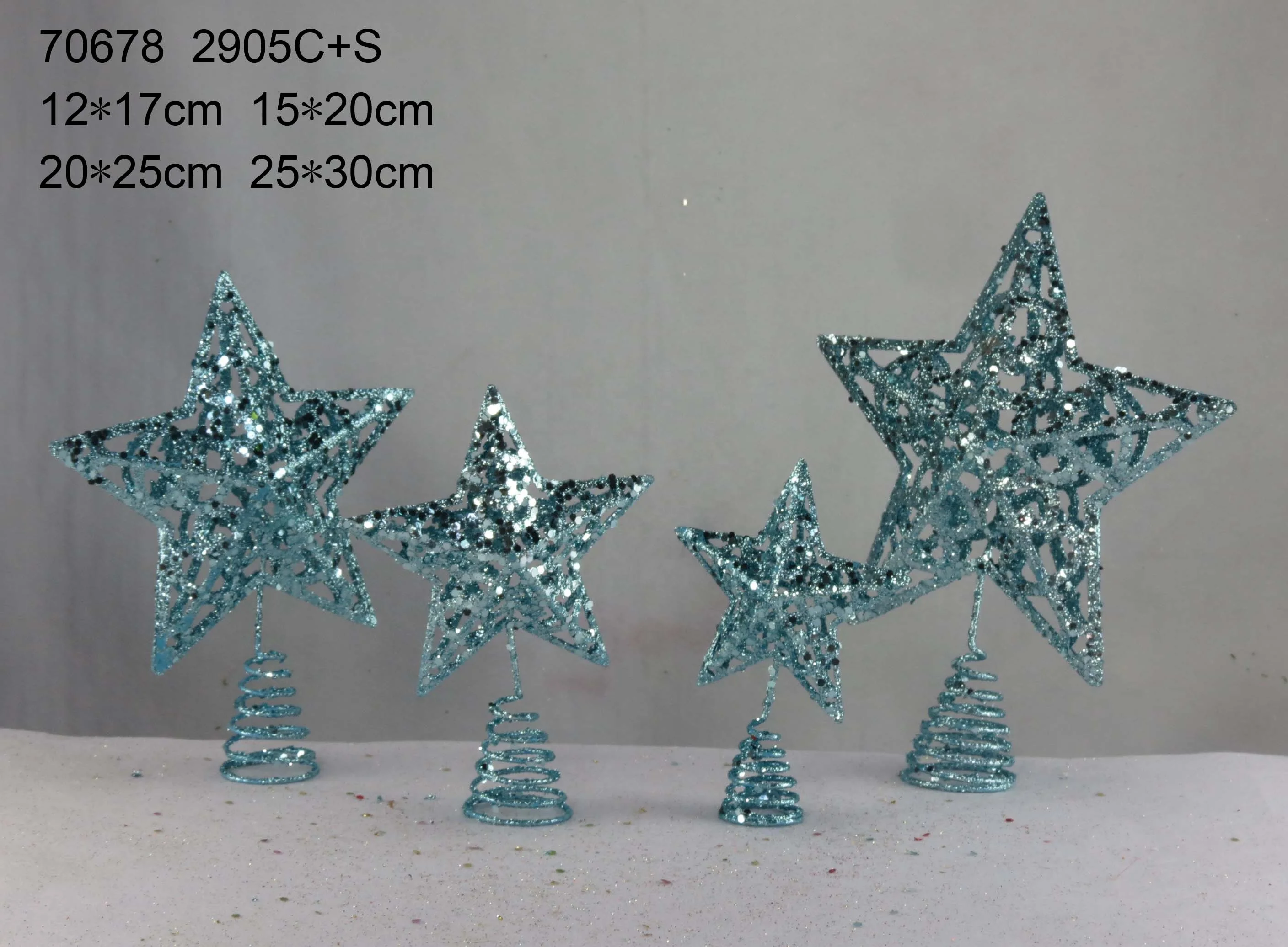 beautiful snowflake shaped Christmas tree decoration tree topper Xmas tree star glitter metal star