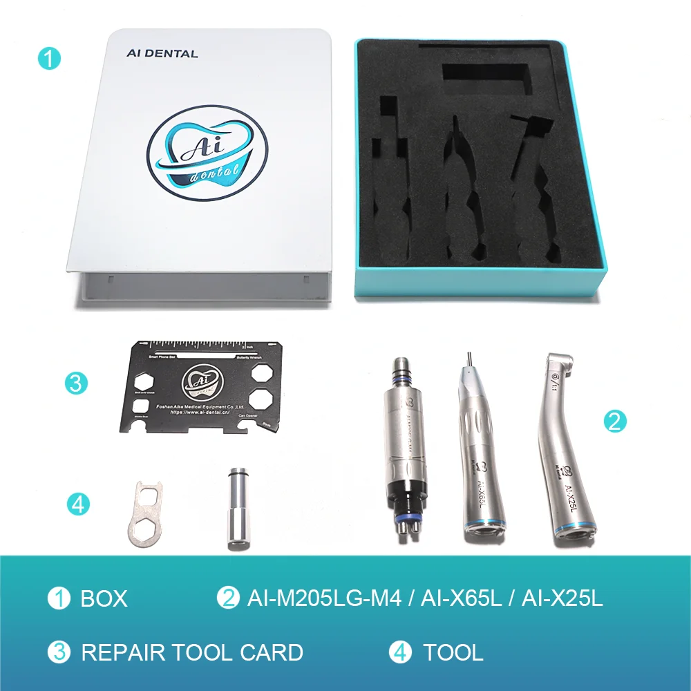 S3-M205LGS4 низкоскоростной набор наконечника 1:1 контрагента с прямым светодиодным двигателем стоматологических инструментов 4 отверстиями
