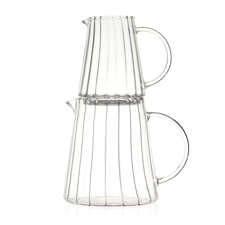 AIHPO492 Fancy Clear Custom Hot Sale Perfect Large Handmade Borosilicate Glass Pitcher Carafe Iced Tea Maker Set
