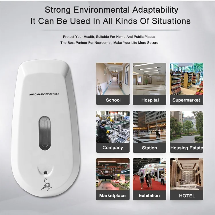 Commercial Refillable Hotel 500ml Plastic Automatic Wall-mount Sanitizer Liquid Spray Soap Dispenser