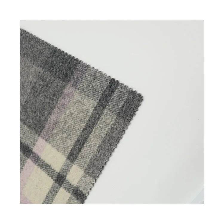 
High quality the main color grey warm merino wool nylon plaid fabric for jacket 
