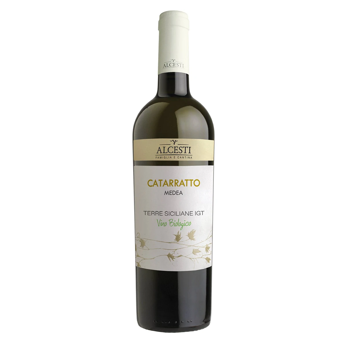 Catarratto Vegan White Wine IGT Top Quality Made in Italy from Sicilia Bottle 0.75 L Table Wine by Alcesti