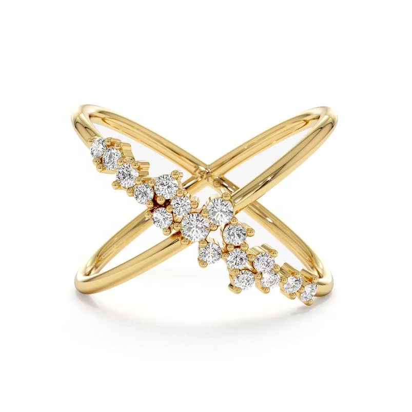 Gemnel minimalist women jewelry classic statement ring wholesale 925 sterling silver modern twist X shape finger ring