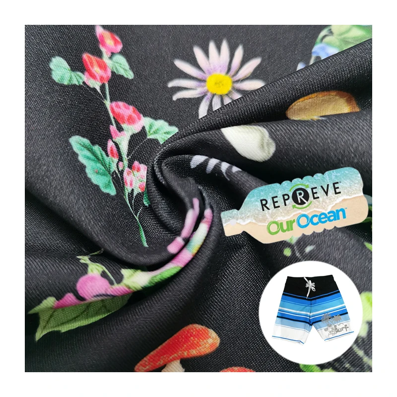 100% RPET Digital Printing Shorts Fabric Recycle Polyester Material Made Beach Pants Fabric