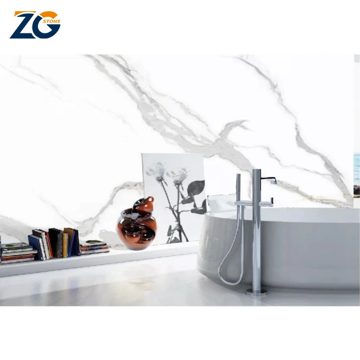 ZGSTONE Carrara White Luxurious Interior Decoration White Marble Floor Tile White Stairs Marble Slabs Bathroom Tile