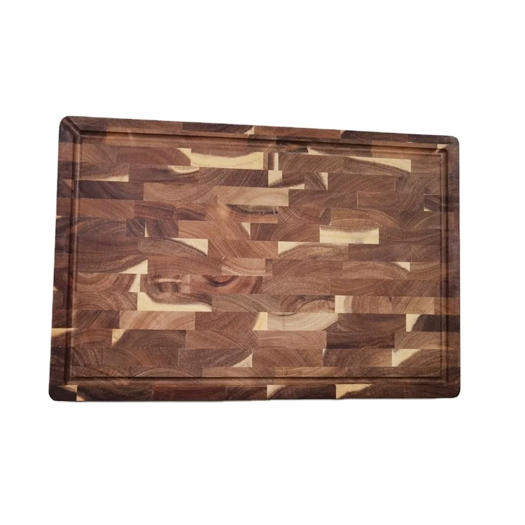 Wholesale Kitchen & Tabletop Large End Grain Chopping Block Acacia Wood Cutting Board with Handle