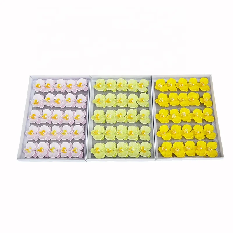 Hot Sale Artificial Silk Flowers Phalaenopsis Christmas Decorations Wedding Bouquets Soap Flower Butterfly Orchid Head