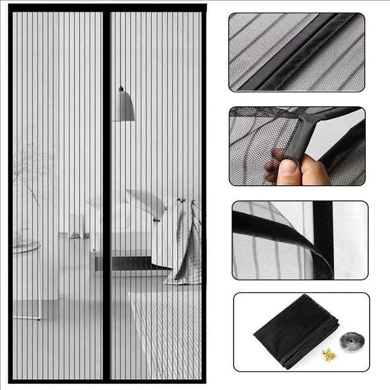 2024 New Magnetic Screen Door Curtain Anti-Mosquito Net Fly Insect Screen Mesh Automatic Closing 5 Size Easy Installation