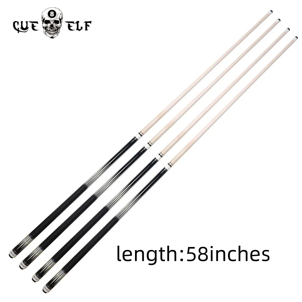 CUEELF Billiard Cue Stick Pool Firm Real Leather Warp 1/2 Hard Maple Wood Shaft 12.5mm Tip Size Radial Joint 58 Inches