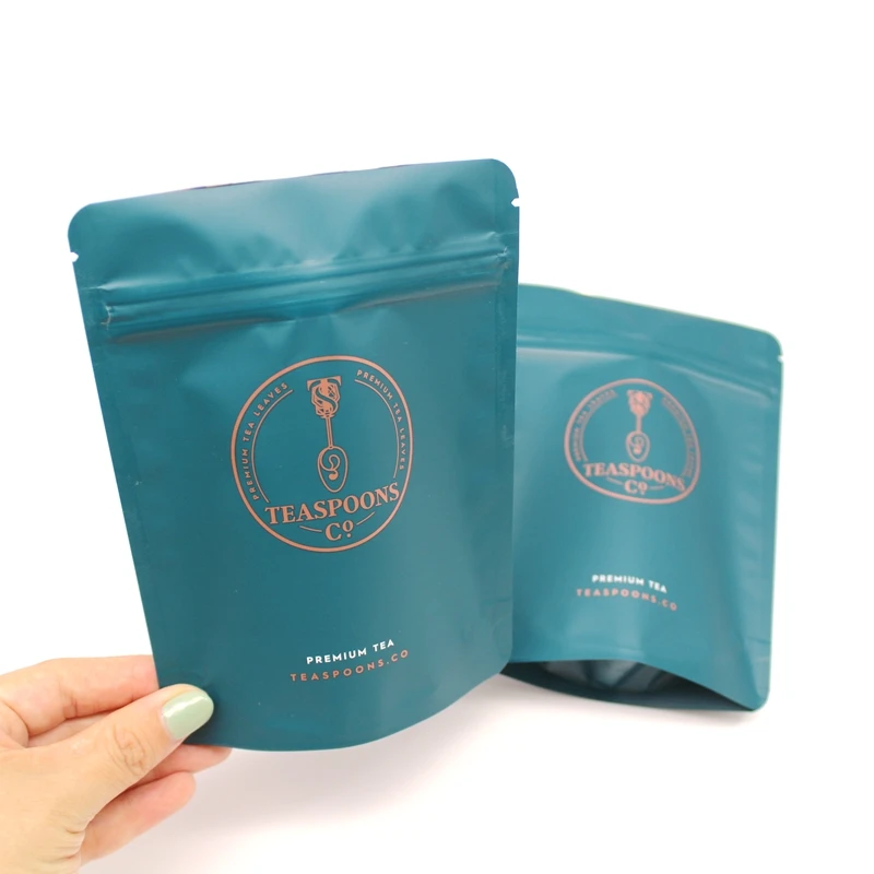 AT PACK New Arrivals Aluminum Foil Stand Up Pouch Teabag Pouch With Ziplock Top For 28 teabag