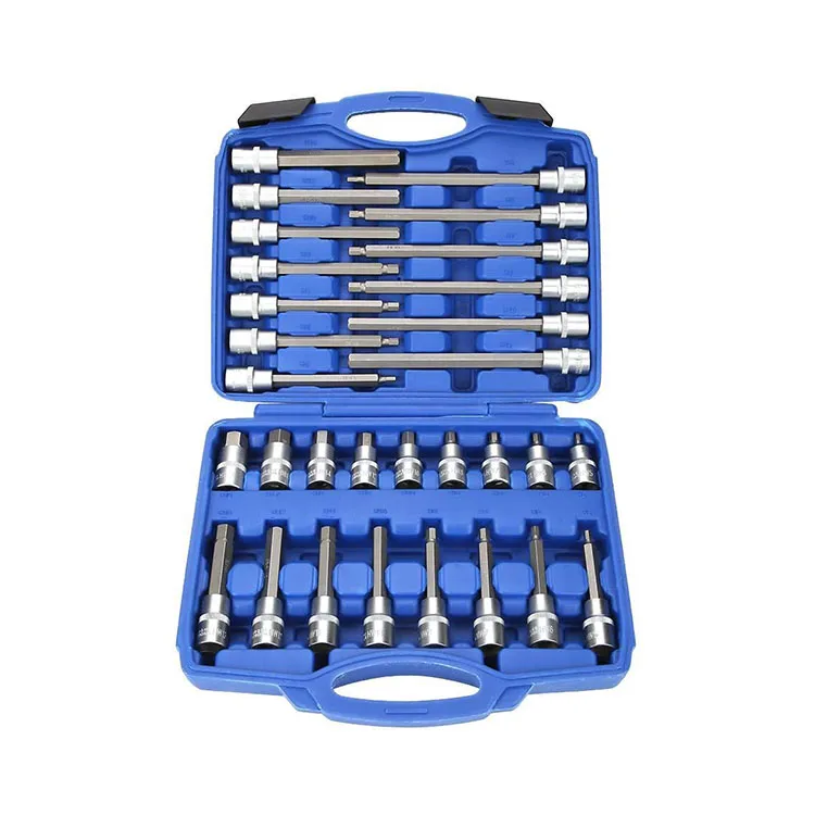 wholesaler hand tools 30pcs 1/2'DR extra long hex Torx bit socket set