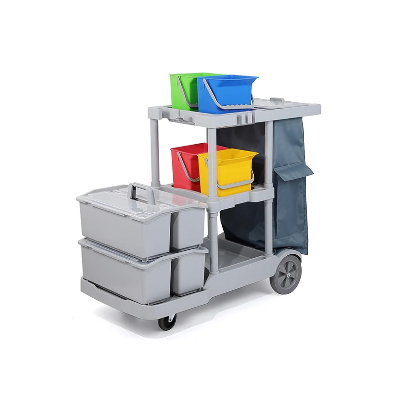 Commercial Restaurant Room Service Cleaning Tool Trolley Cart Wheel Wheelie Bag With Mop Wringer