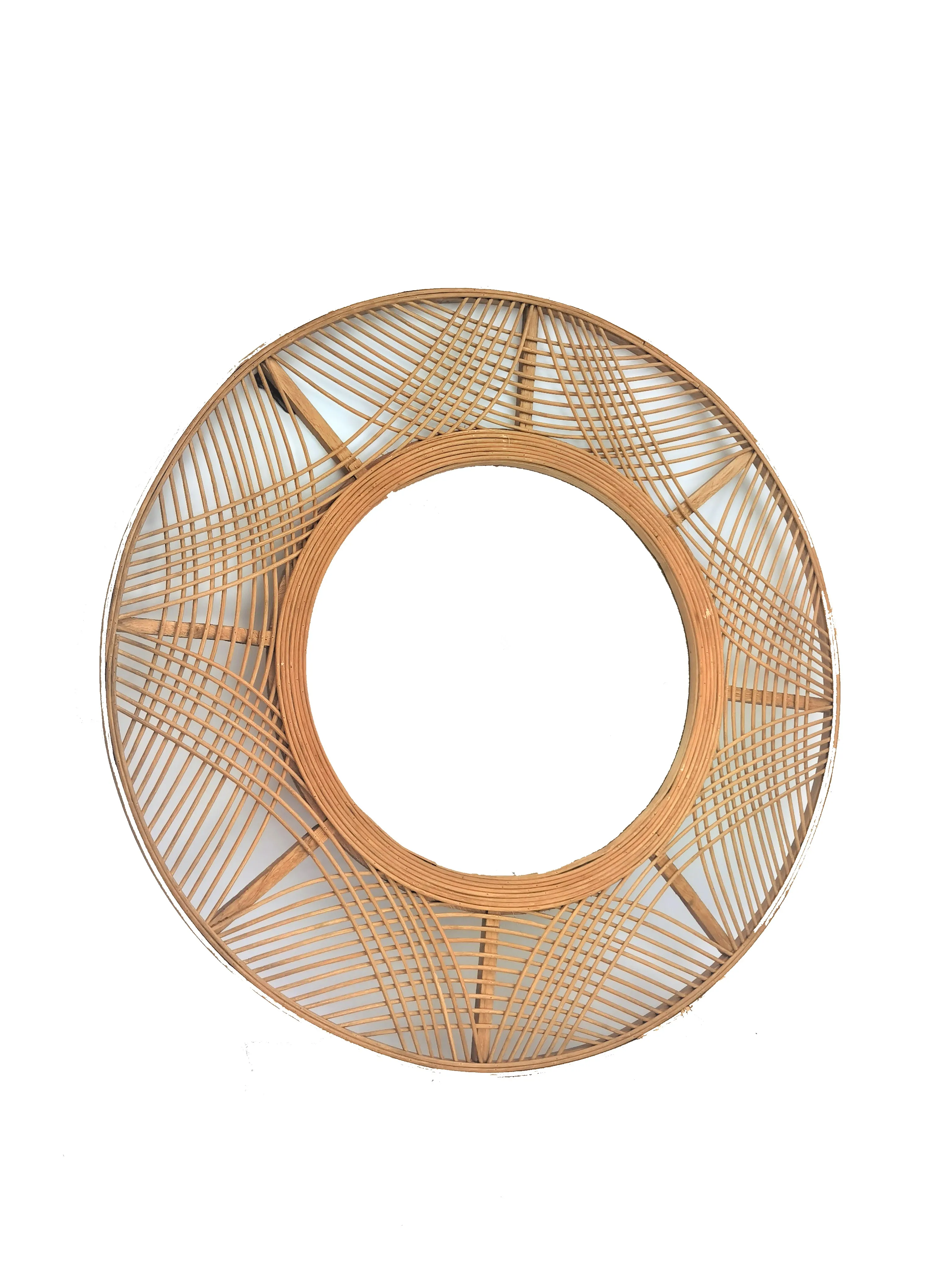 
Large size Round Room Entryway Hanging Wall Bamboo Rattan Mirror 