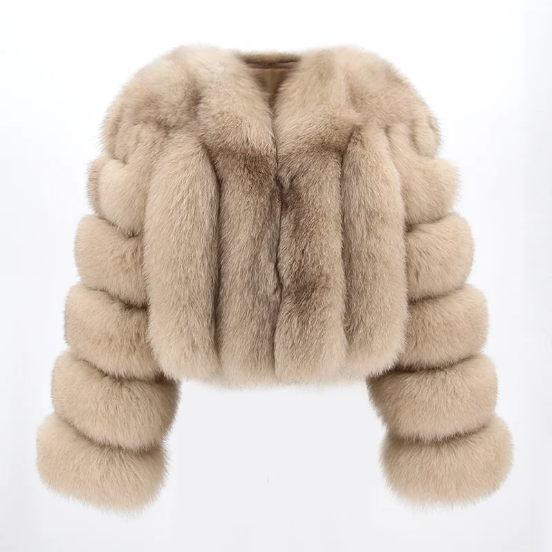 QIUCHEN QC22089 Large Size Women New Stylish Short Real Fox Fur Coat Winter Warm Luxury Cropped Jacket