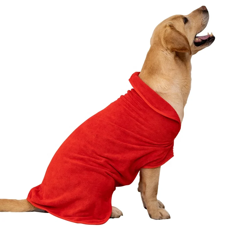 Custom logo Double layers dog bath robe Absorbent Pet Dog Cat Towel adjusted bathrobe