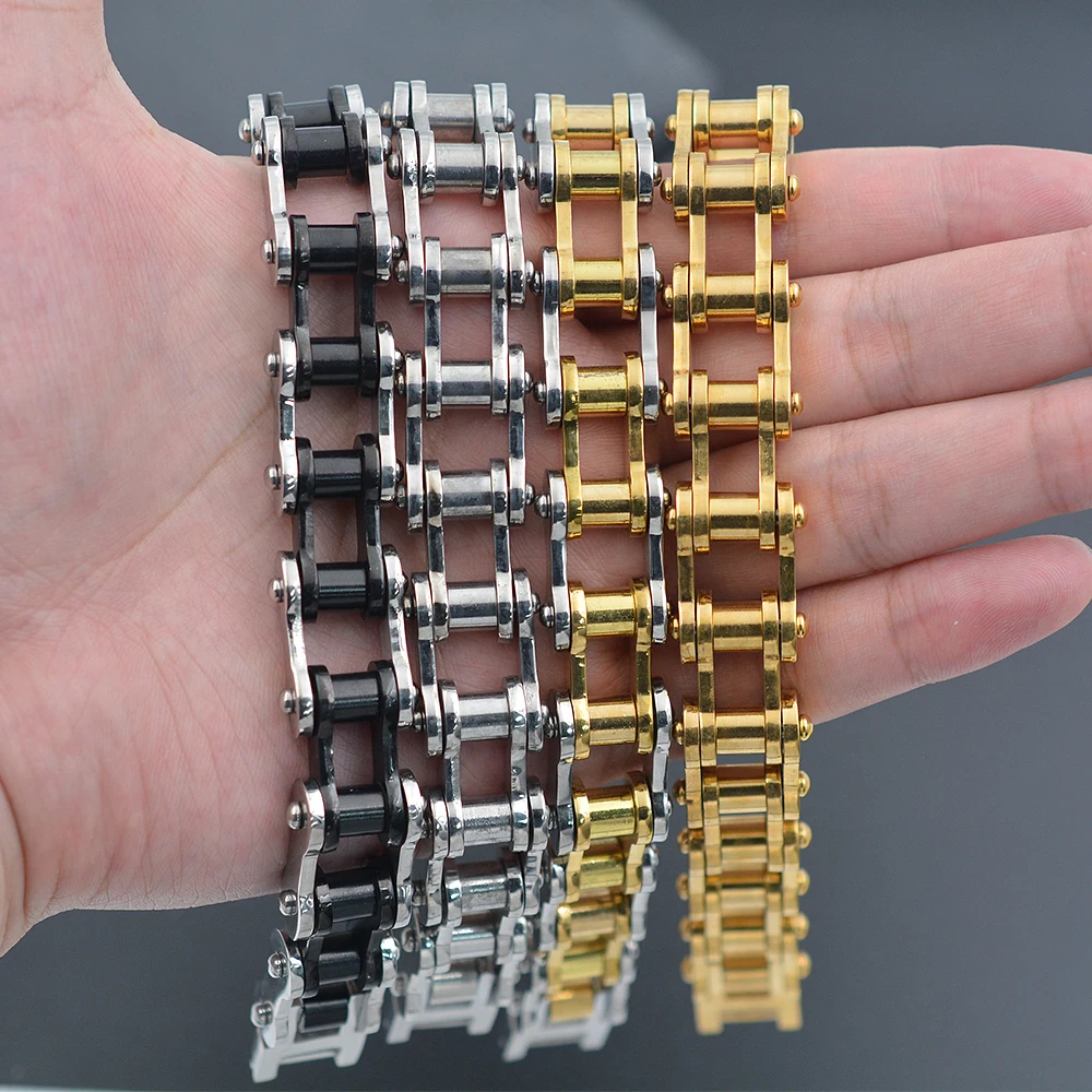 Hip Hop Style Vintage Stainless Steel Cuban Bike Chain Bracelet 14k Gold 925 Bracelet Sterling Silver
