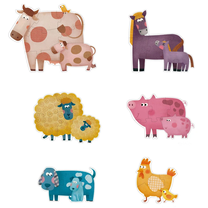Mideer Children Early Educational Kids Colorful Cartoon Baby Interesting Six In One Paper Big Jigsaw Puzzle Game Toy