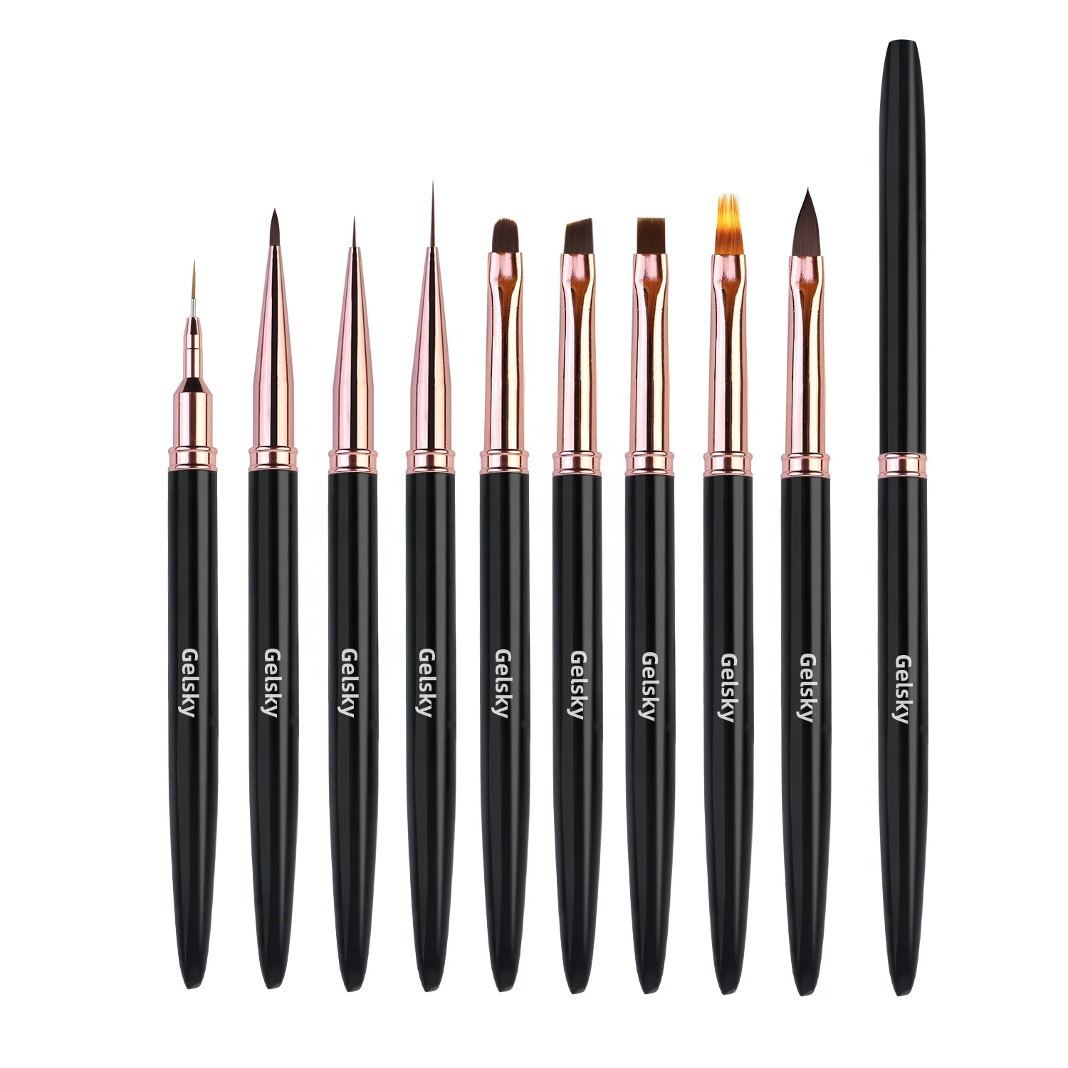 Gelsky Nail Art Brush Set 8Pcs 25 Mm Gel Nail Brush Black Liner Art Brush