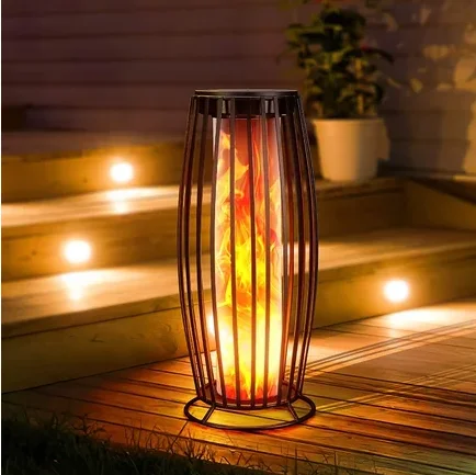 metal floor lamp Decoration Lantern Flickering solar flame decorative lantern