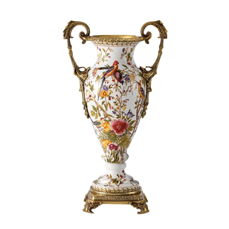 2023 Popular Factory wholesale Antique Elegant Floral Hand-Painting Porcelain Vase home decor Hotel indoor decor for living room