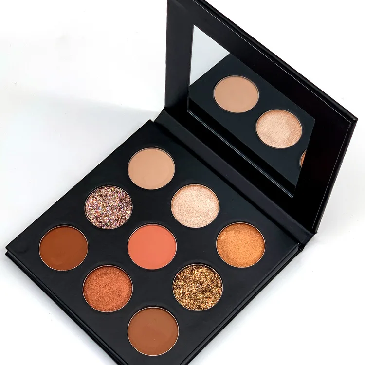 Factory Stock Brand New Eyeshadow Custom Makeup Cosmetics High Quality 9 colors Black Eye Shadow Palette Private Label
