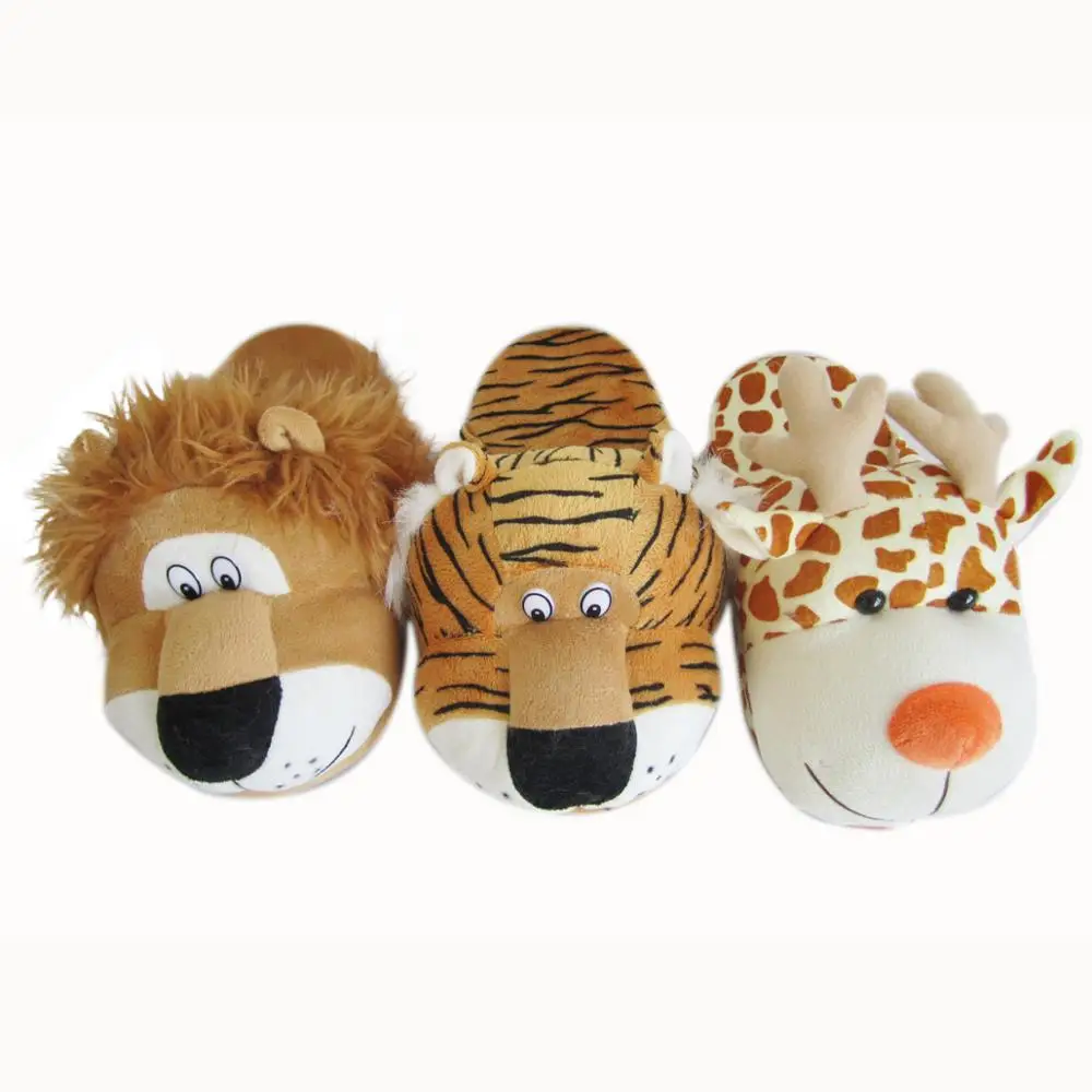 Лидер продаж, плюшевые детские домашние тапочки в форме животных