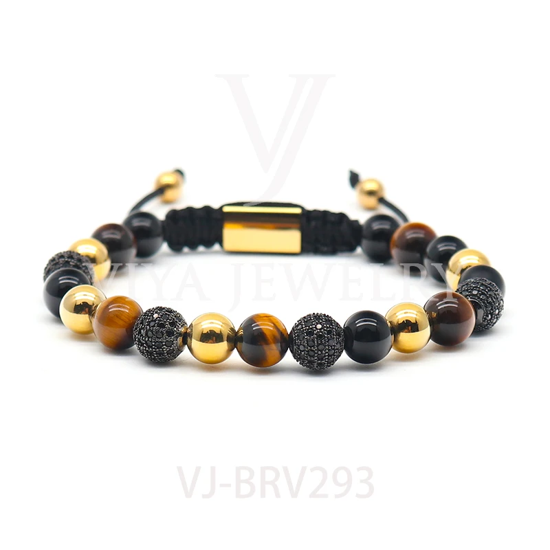 
New arrival high quality cz ball pave bracelet jewelry 8mm natural beaded stone bracelet 