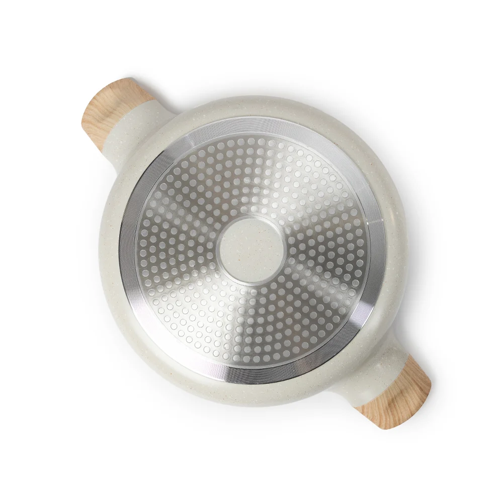 Custom good quality 9pcs cream cookware set nonstick induction bakelite handle