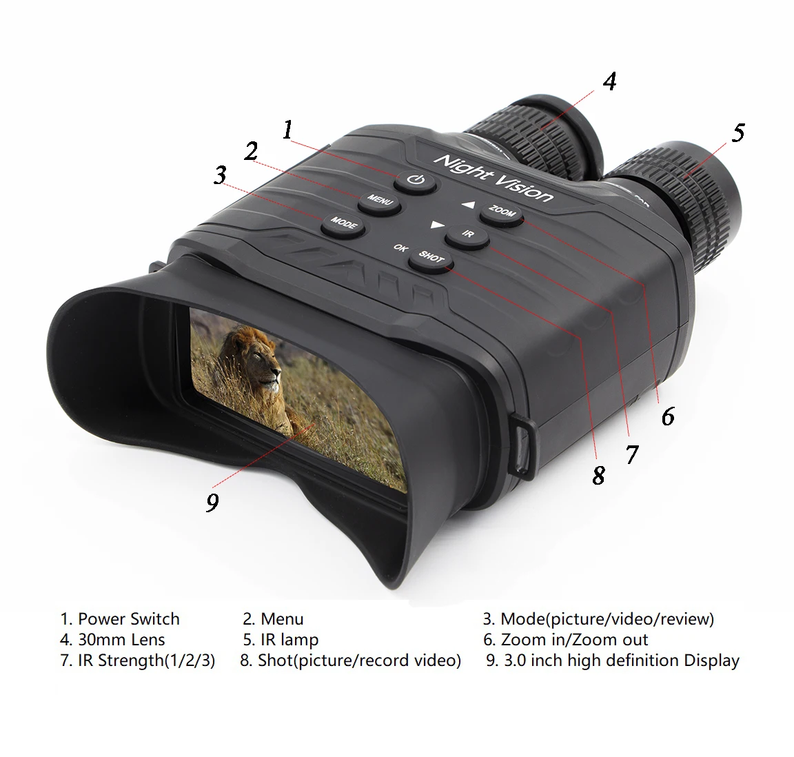 Night Vision Binocular  500M Night Vision Scope Outdoor Telescope for Track The Hunting