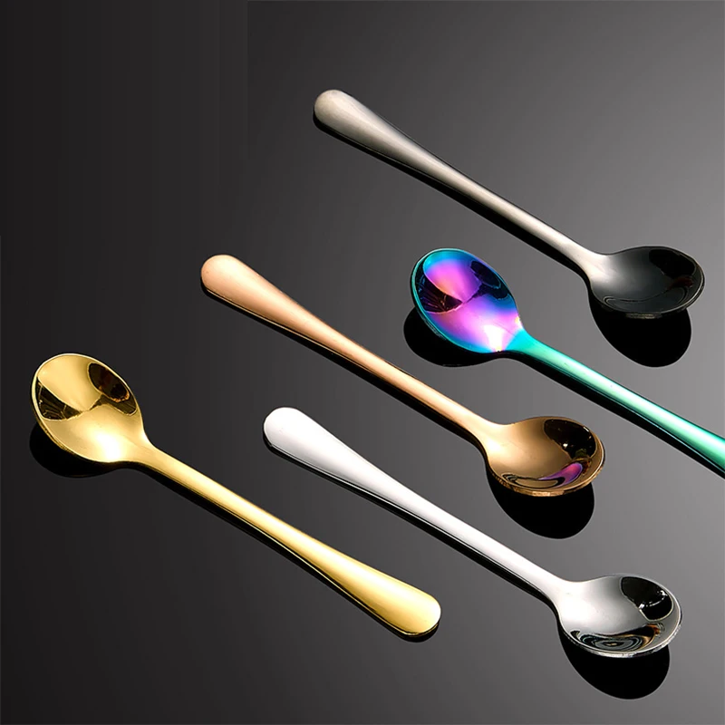 Free logo Mini black stainless steel spoon for Facial Cream dressings salt sugar face Mask Spatulas Cream cosmetic Scoop