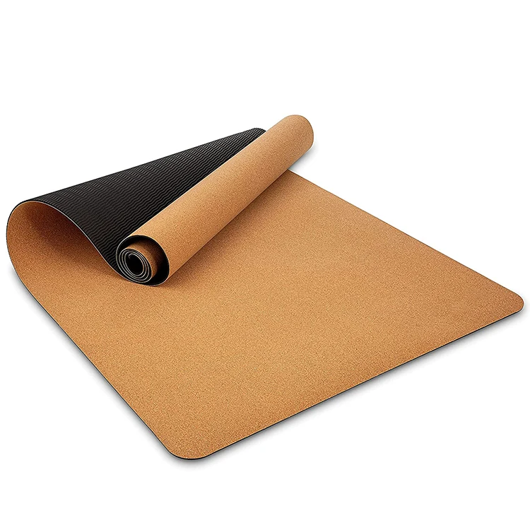 Custom Logo Fitness No Smell 5mm Eco Friendly Natural Rubber Cork Yoga Mat