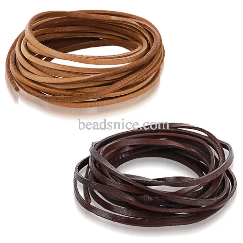 Beadsnice Flat Leather Cord for Jewelry Necklace Bracelets Fashion Accessories Genuine Leather rope