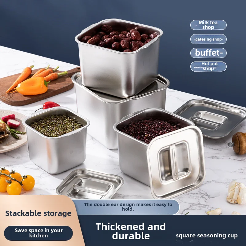 Stainless Steel Spice Storage Container Spice Box microwavable stainless steel air tight food container with silicone lids