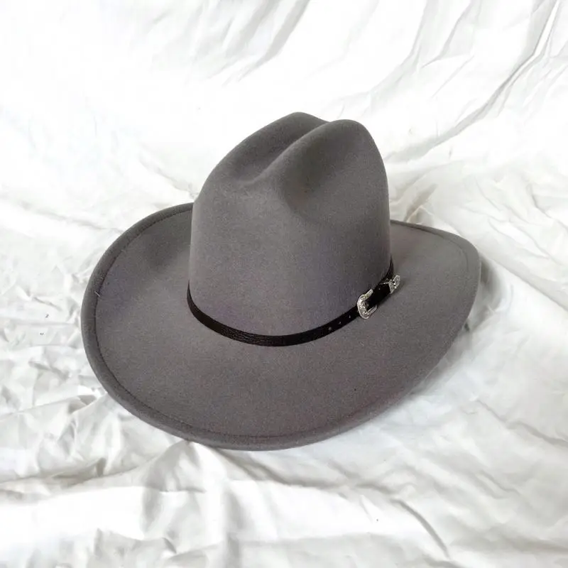 STS Custom Wholesale New Trendy Shape Bulk Beer Bar Events Sombreros Black Faux Wool Felt Fedora Hot Selling Western Cowboy Hats