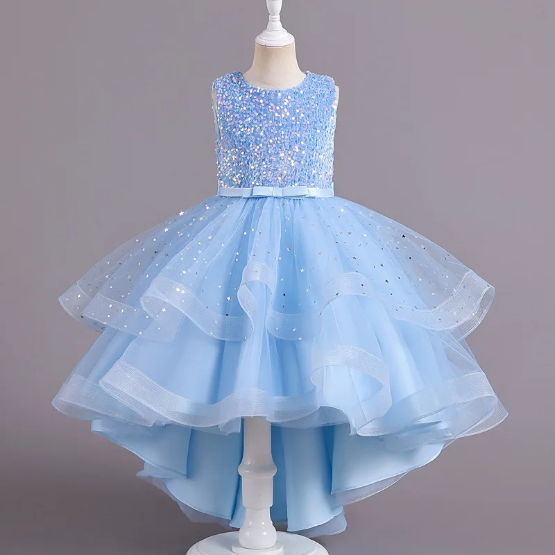 Fast Delivery Kids Pearl Ball Gown Wedding Dresses Children Party Frock for Girls