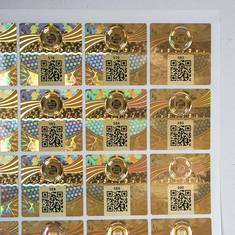 Laser Security Unique Serial Number Self-adhesive Tamper Proof Hologram Labels Scratch-off Anti-counterfeit QR Code Stickers