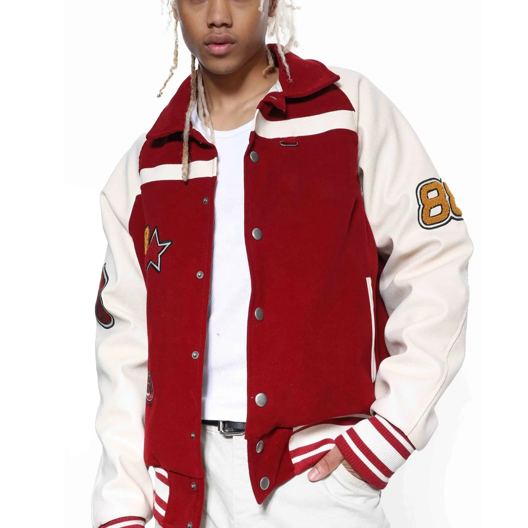 Dec Manufacturer Custom Motorbike Jacket Vintage School Fleece Coat Embroidered Logo Patch College Jacket For Men 2022