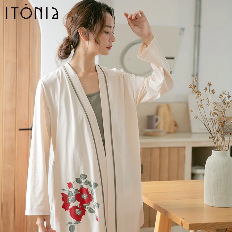 Itonia 2020 New Arrival Elegant 3pcs Cotton Pregnancy Clothes Pajamas Set