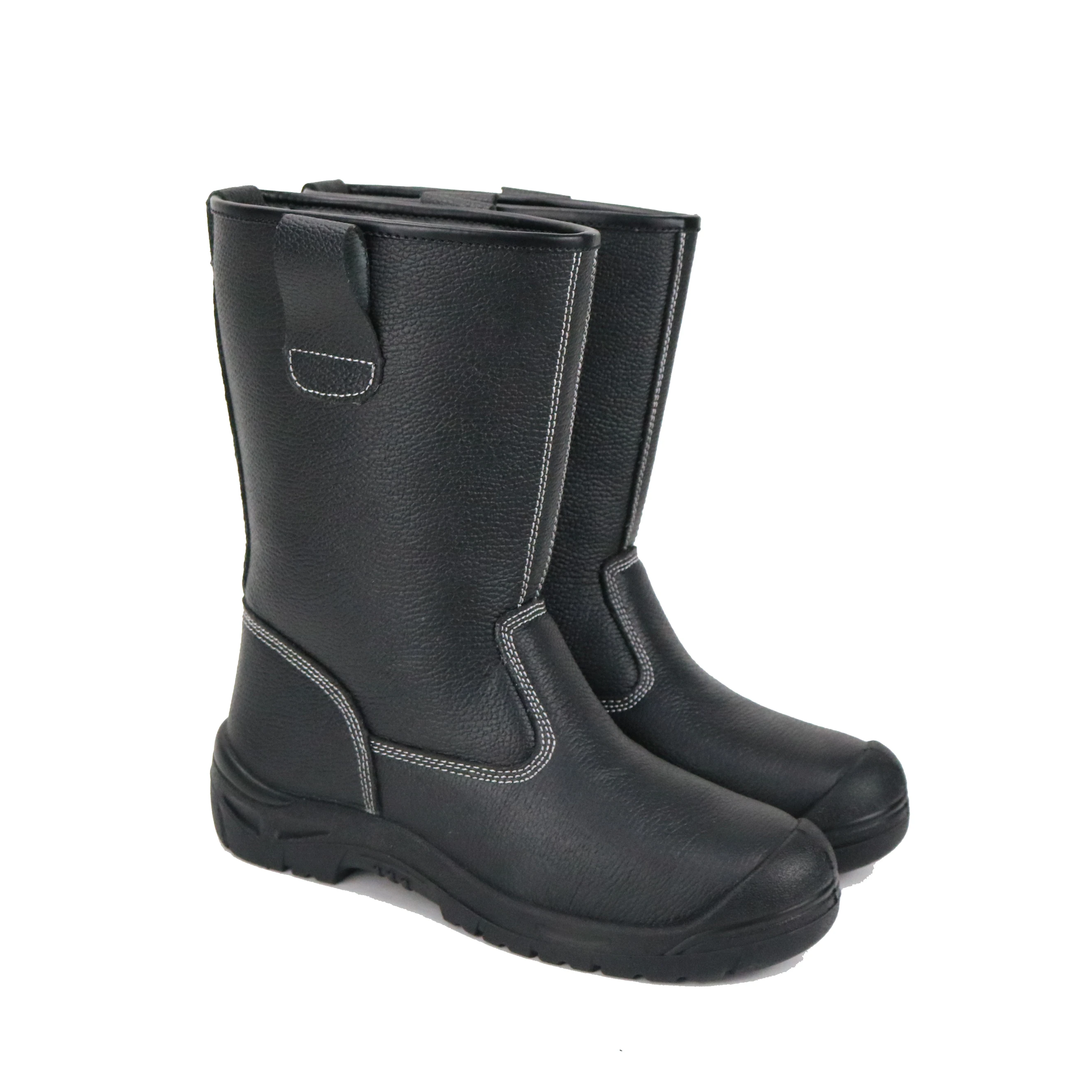 High cut genuine cow leather upper PU injection outsole men work waterproof boot cheap safety shoe