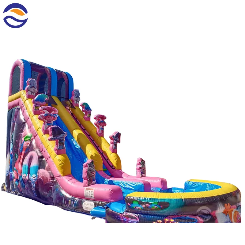 Cute Magic Elf Inflatable Slip And Slide Commercial Grade Water Slide With Pool