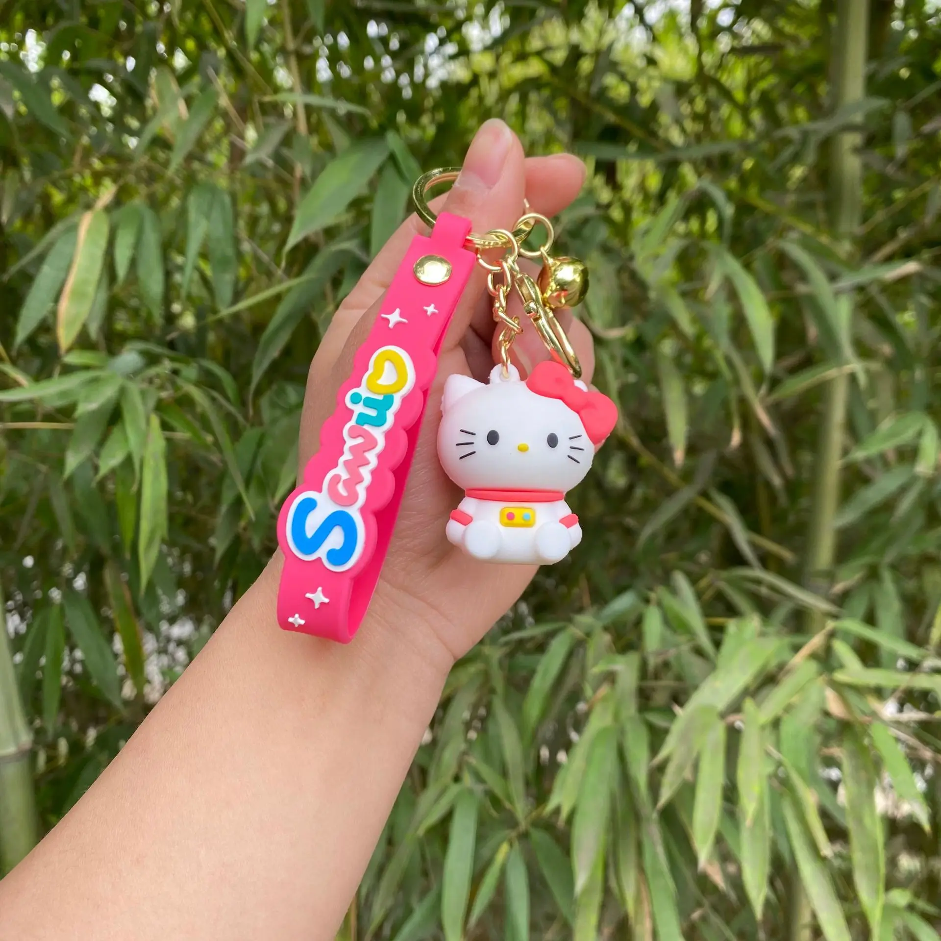 Couple Gifts Animal Charm Keychain Cartoon Colorful Rubber Purse Backpack Bag Lovely Kitty Pompom Purin Pendant Key Chain Ring
