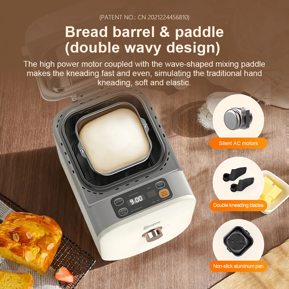 2024 hot selling 500g/750g home use multi-function electric automatical household bread maker with 20 menu
